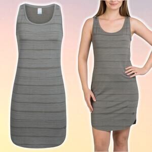 ICEBREAKER Yanni Wool Blend Womens Cool Lite Dress Size Small Gray Combed Lines
